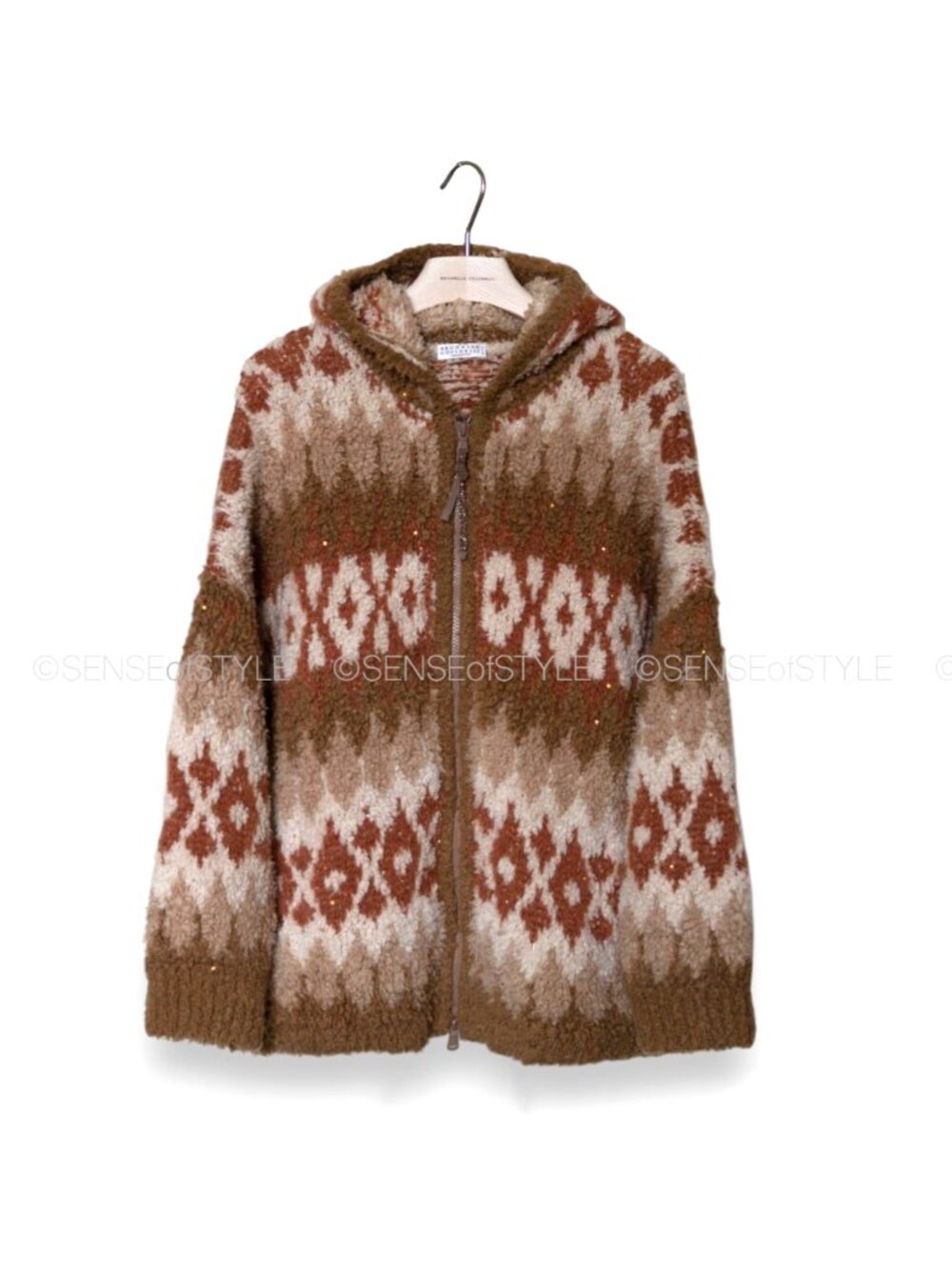 Brunello Cucinelli Dazzling Nordic Jacquard Cardigan Fleecy Cashmere Jacket S